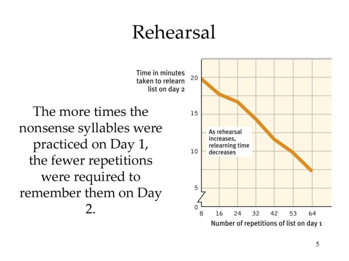 The extensive rehearsal necessary to encode nonsense syllables best illustrates